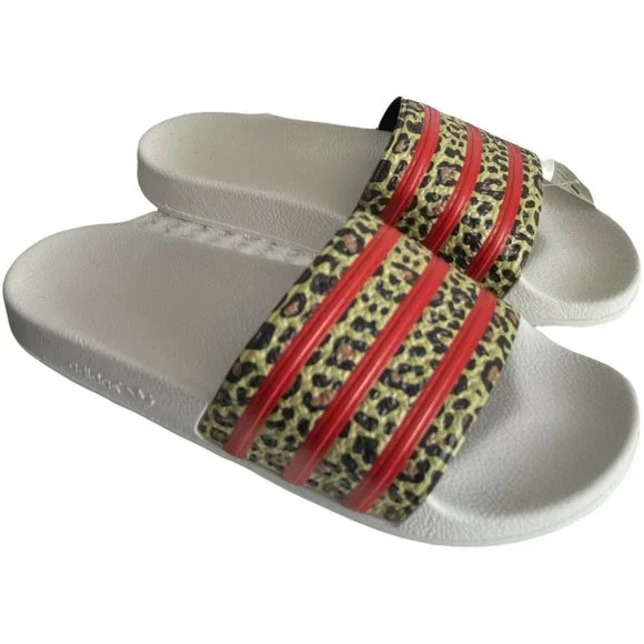 🔧Men’s Slides Size 11 adidas adilette  stripes Style FX5845 White/ Orange/Brown - Picture 7 of 12